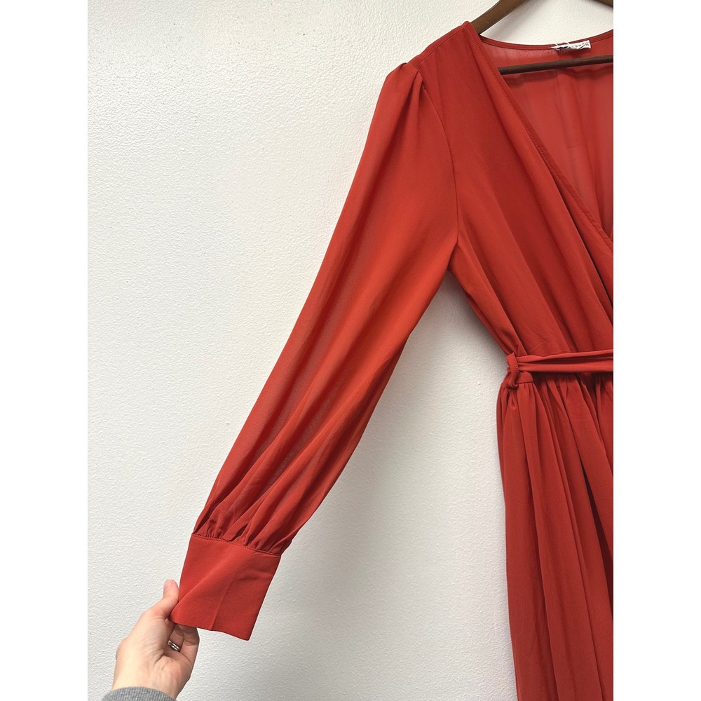 Baltic Born Celine Long Sleeve Chiffon Maxi Dress Rust XL - Picture 4 of 9